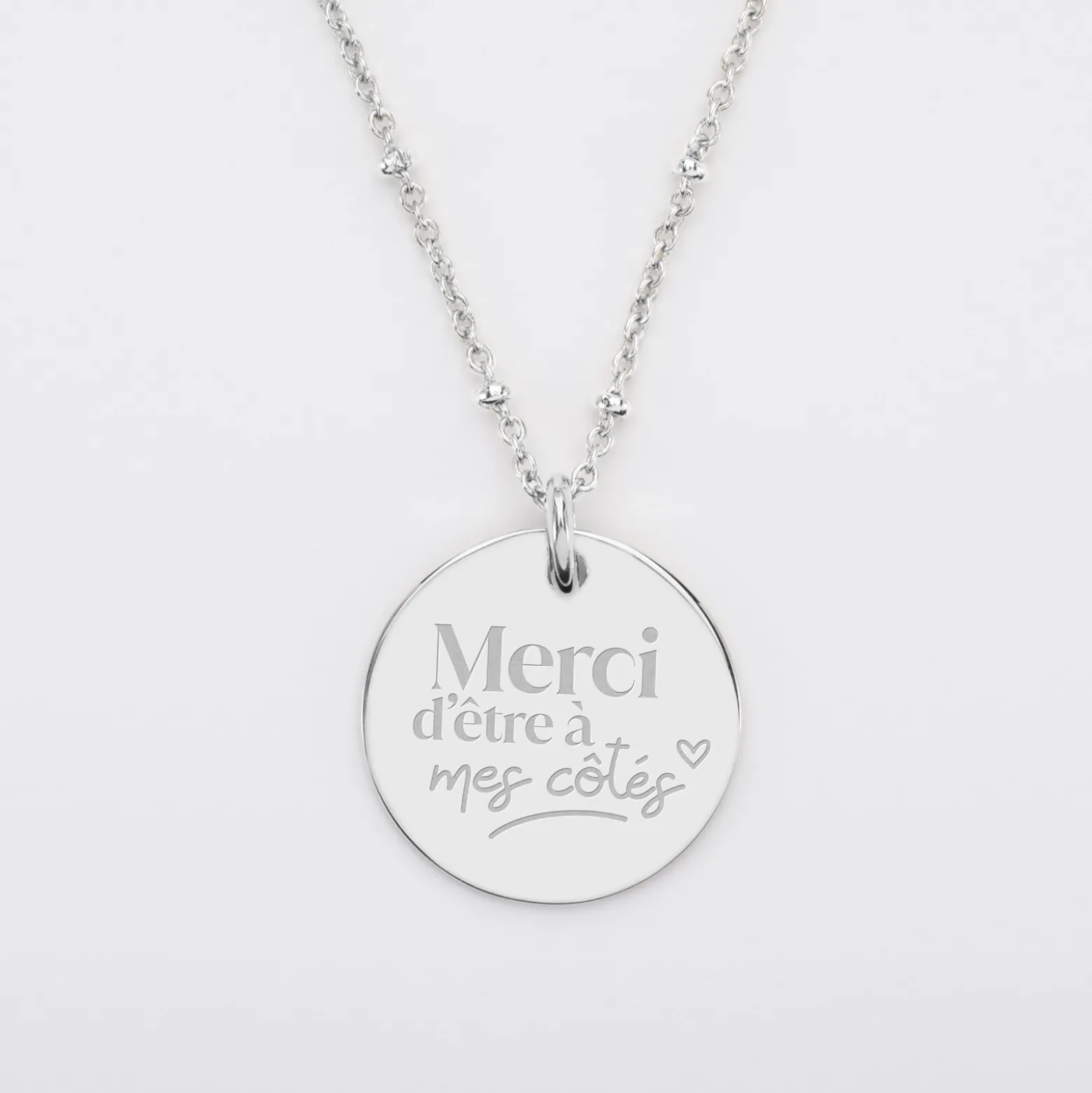 Pendentif Famille des mariés personnalisé médaille gravée argent 19 mm