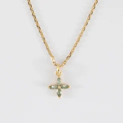 Pendentif fleur pétales zircons plaqué or 10 mm