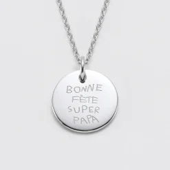 Pendentif homme personnalisé médaille gravée acier 20 mm