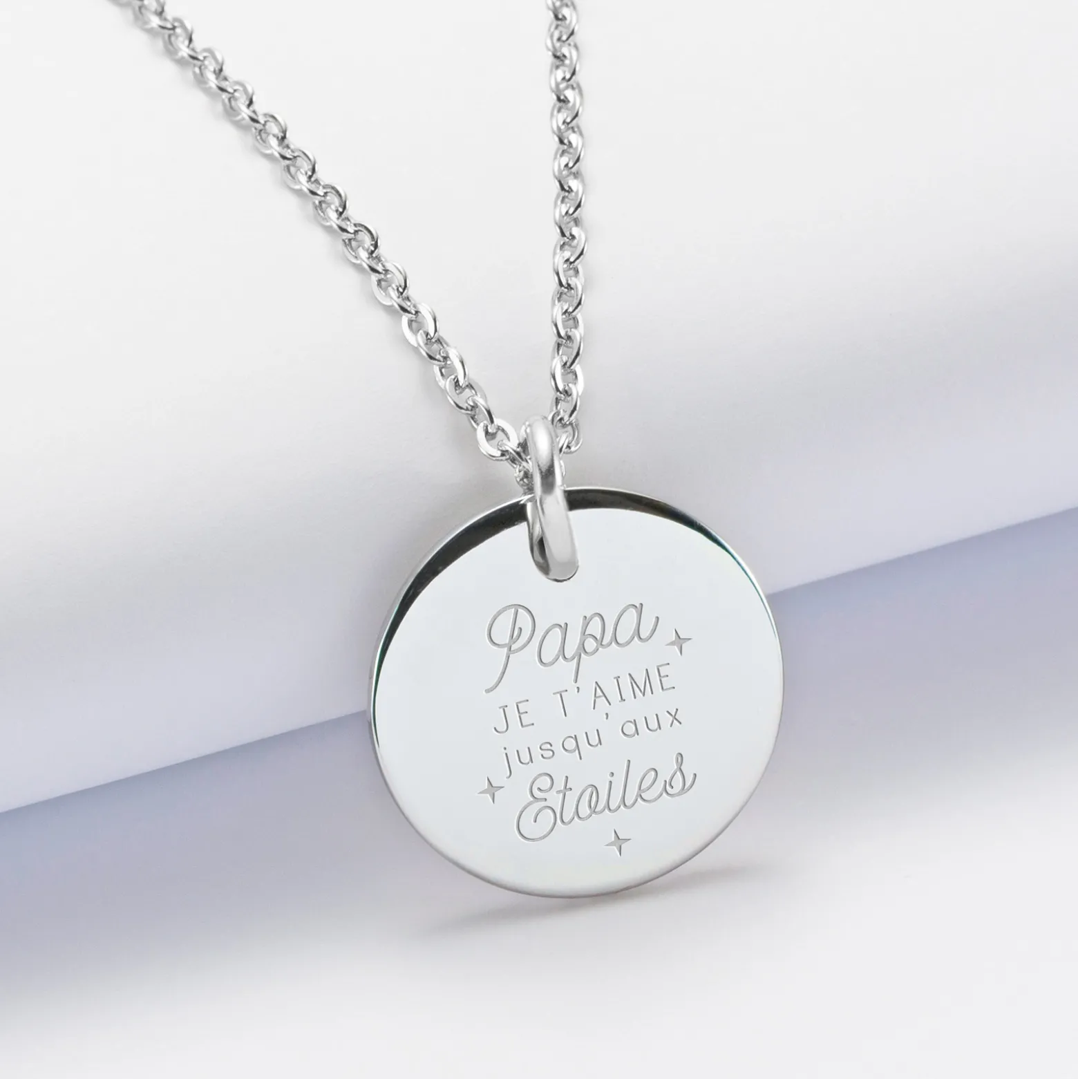 Pendentif homme personnalisé médaille gravée acier 20 mm