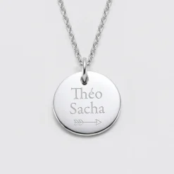 Pendentif homme personnalisé médaille gravée acier 20 mm