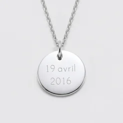 Pendentif homme personnalisé médaille gravée acier 20 mm