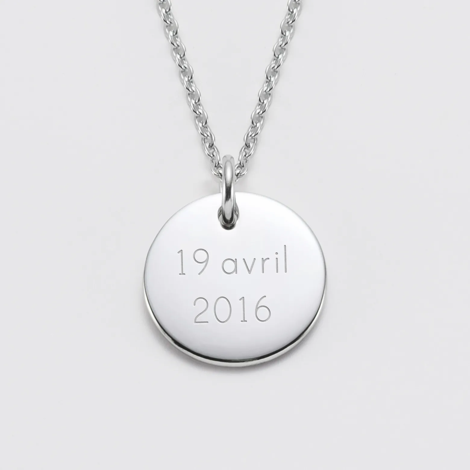 Pendentif homme personnalisé médaille gravée acier 20 mm