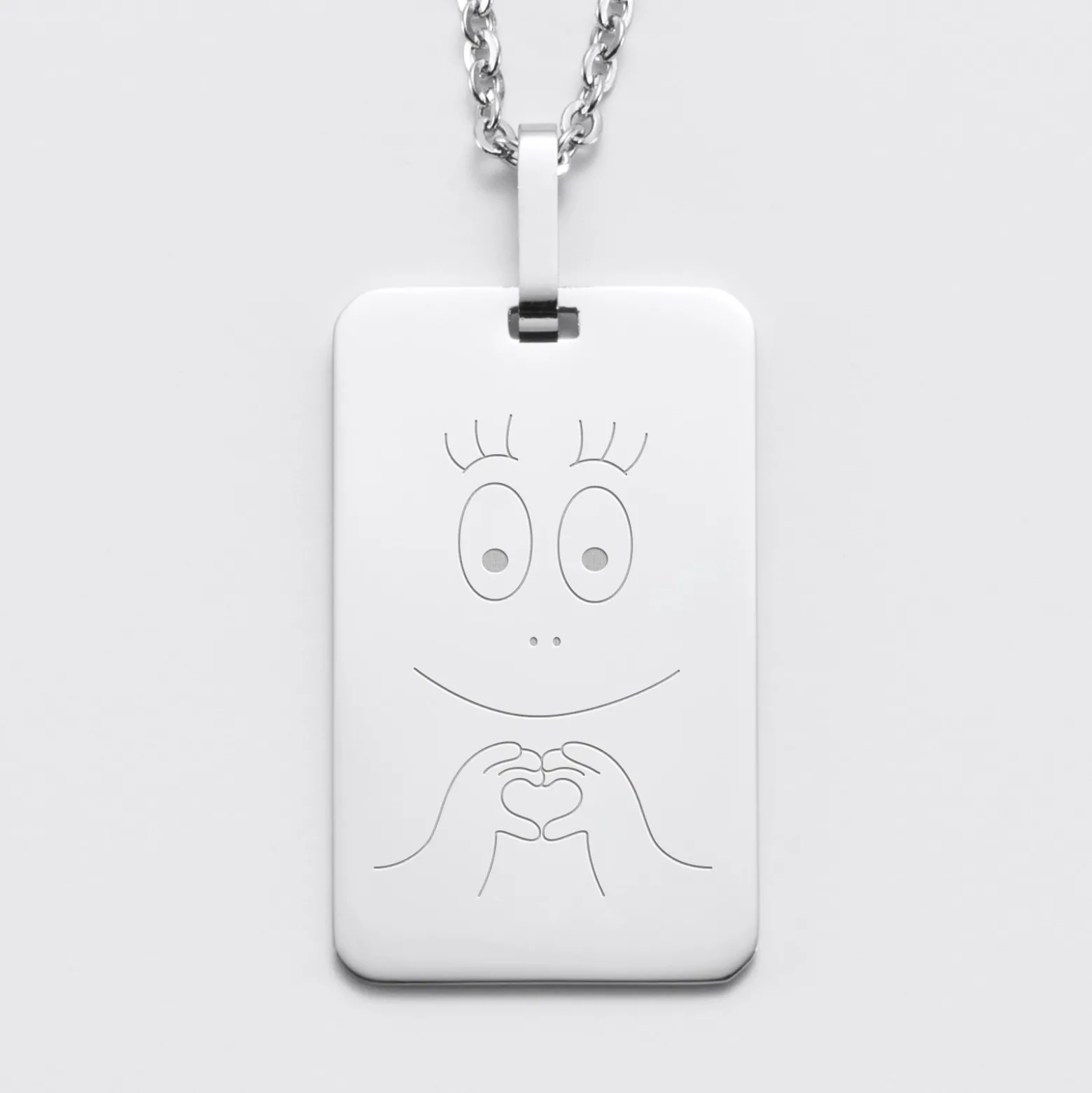 Pendentif homme personnalisé médaille gravée acier 20x32 mm - Happybulle x Barbapapa