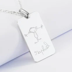 Pendentif homme personnalisé médaille gravée argent 20x32 mm