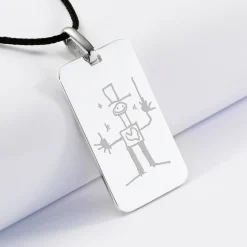Pendentif homme personnalisé médaille gravée argent 20x32 mm
