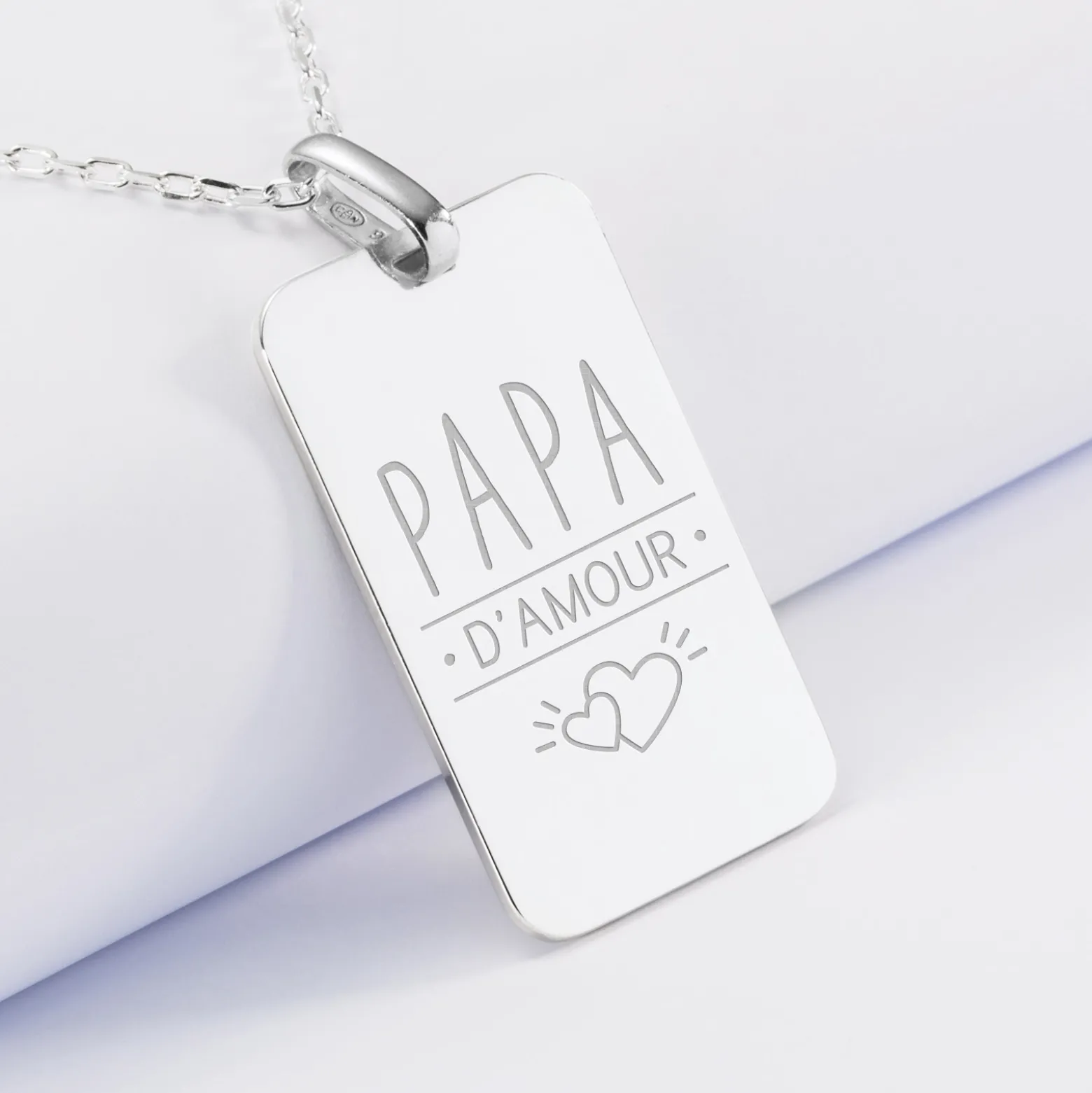 Pendentif homme personnalisé médaille gravée argent 20x32 mm