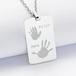 Pendentif homme personnalisé médaille gravée acier 20x32 mm