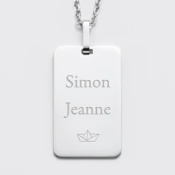 Pendentif homme personnalisé médaille gravée acier 20x32 mm