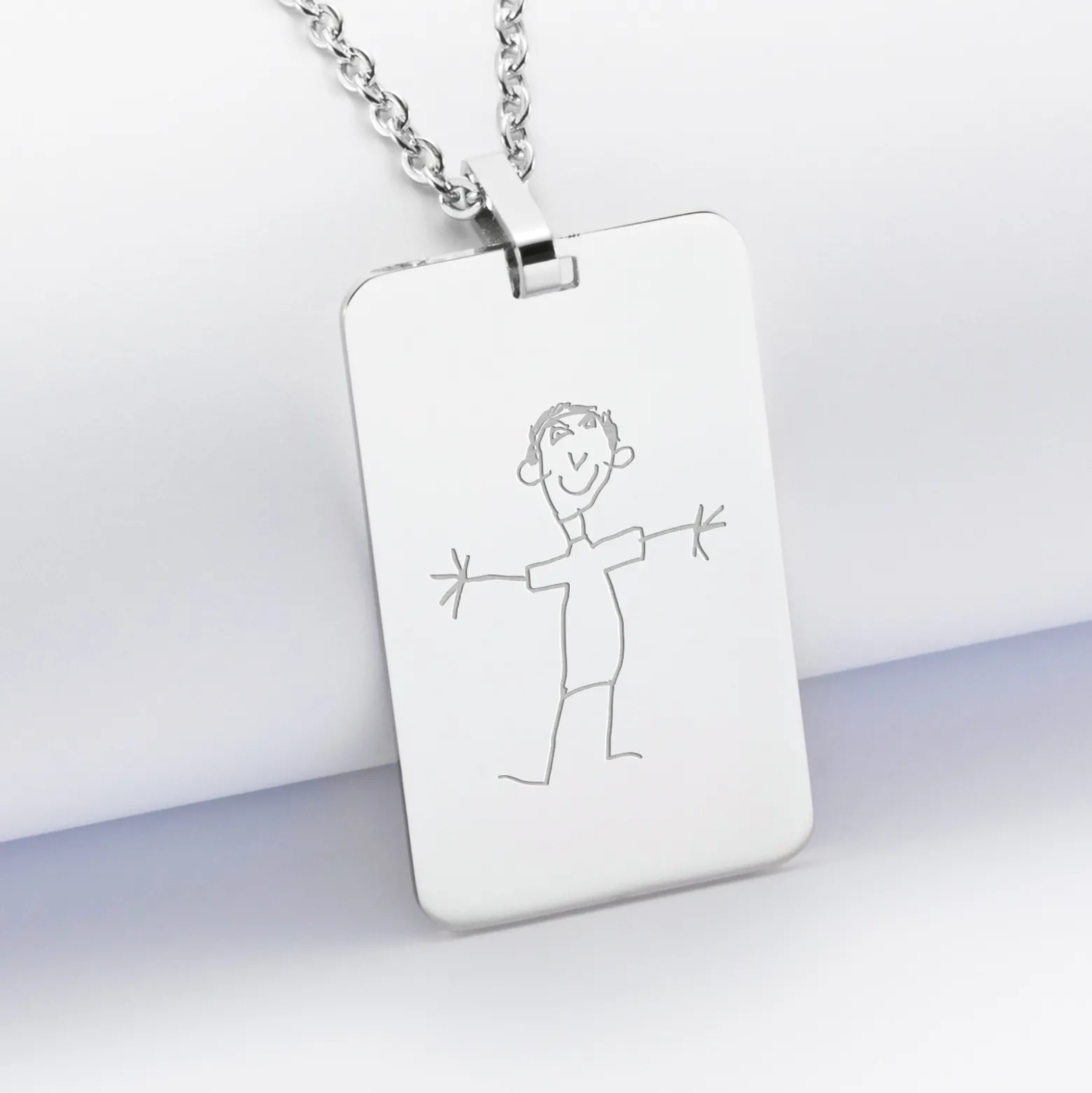 Pendentif homme personnalisé médaille gravée acier 20x32 mm