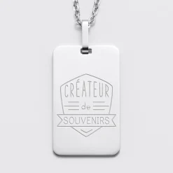 Pendentif homme personnalisé médaille gravée acier 20x32 mm