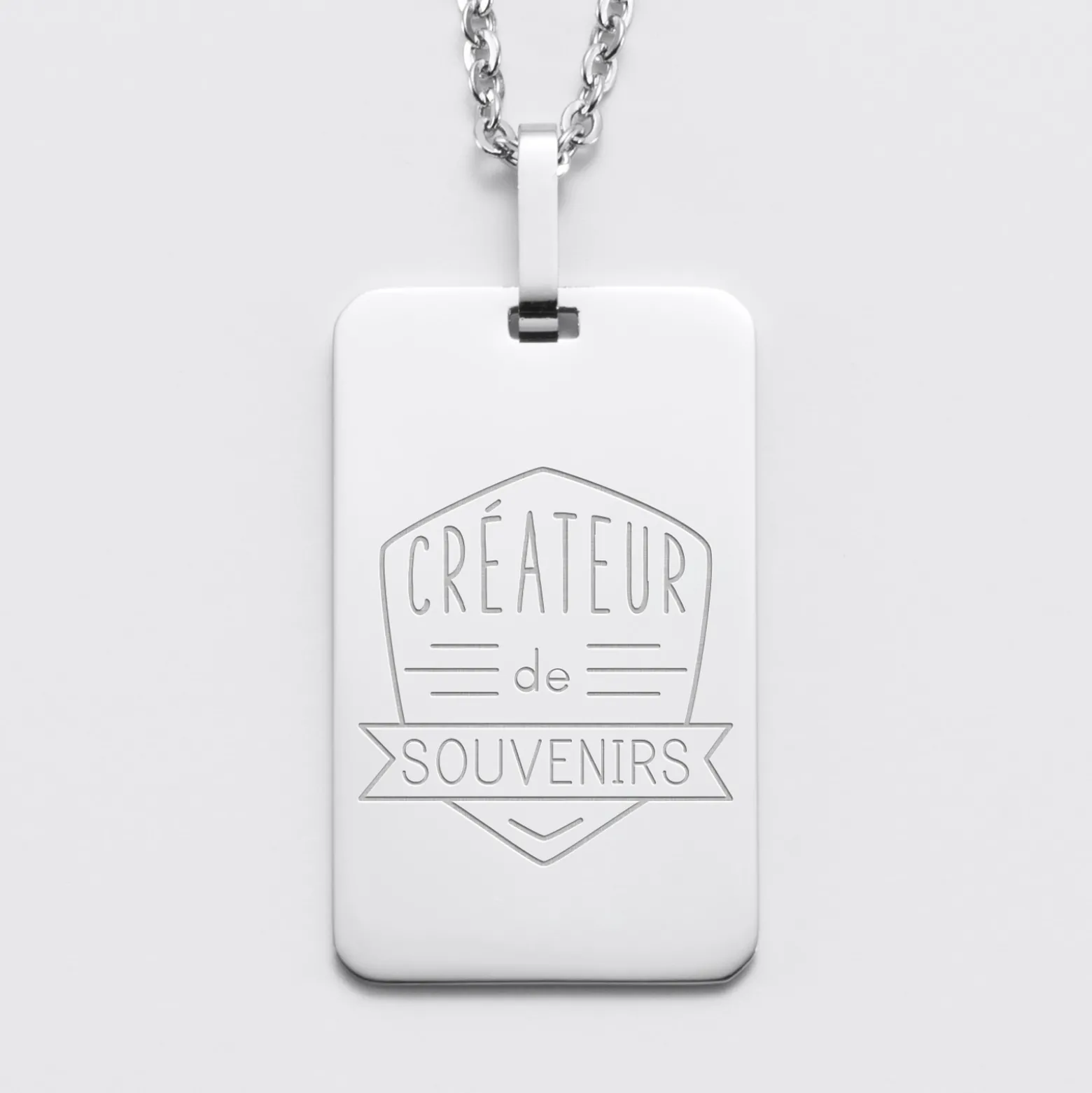Pendentif homme personnalisé médaille gravée acier 20x32 mm