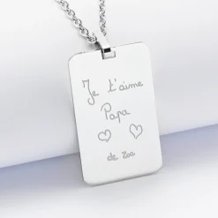 Pendentif homme personnalisé médaille gravée acier 20x32 mm
