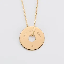 Pendentif homme personnalisé médaille gravée plaqué or cible 20 mm