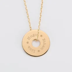 Pendentif homme personnalisé médaille gravée plaqué or cible 20 mm