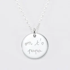 Pendentif homme personnalisé médaille bombée gravée argent 20 mm - Nos petits imparfaits