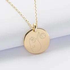 Pendentif homme personnalisé médaille bombée gravée plaqué or 20 mm - Happybulle x Barbapapa