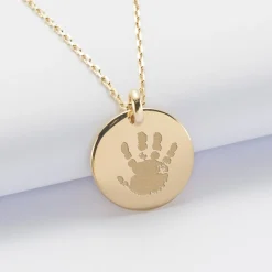 Pendentif homme personnalisé médaille bombée gravée plaqué or 20 mm