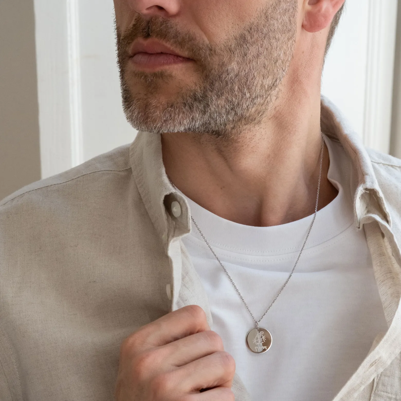 Pendentif homme personnalisé médaille gravée argent 19 mm