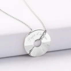Pendentif homme personnalisé médaille gravée argent cible soleil 20mm