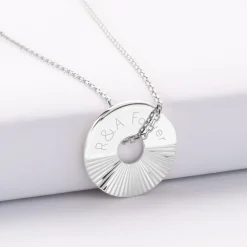 Pendentif homme personnalisé médaille gravée argent cible soleil 20mm