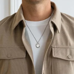 Pendentif homme personnalisé médaille bombée gravée argent 20 mm