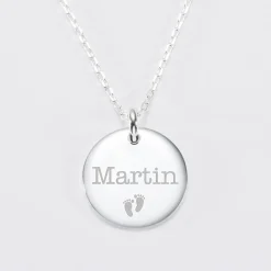 Pendentif homme personnalisé médaille bombée gravée argent 20 mm
