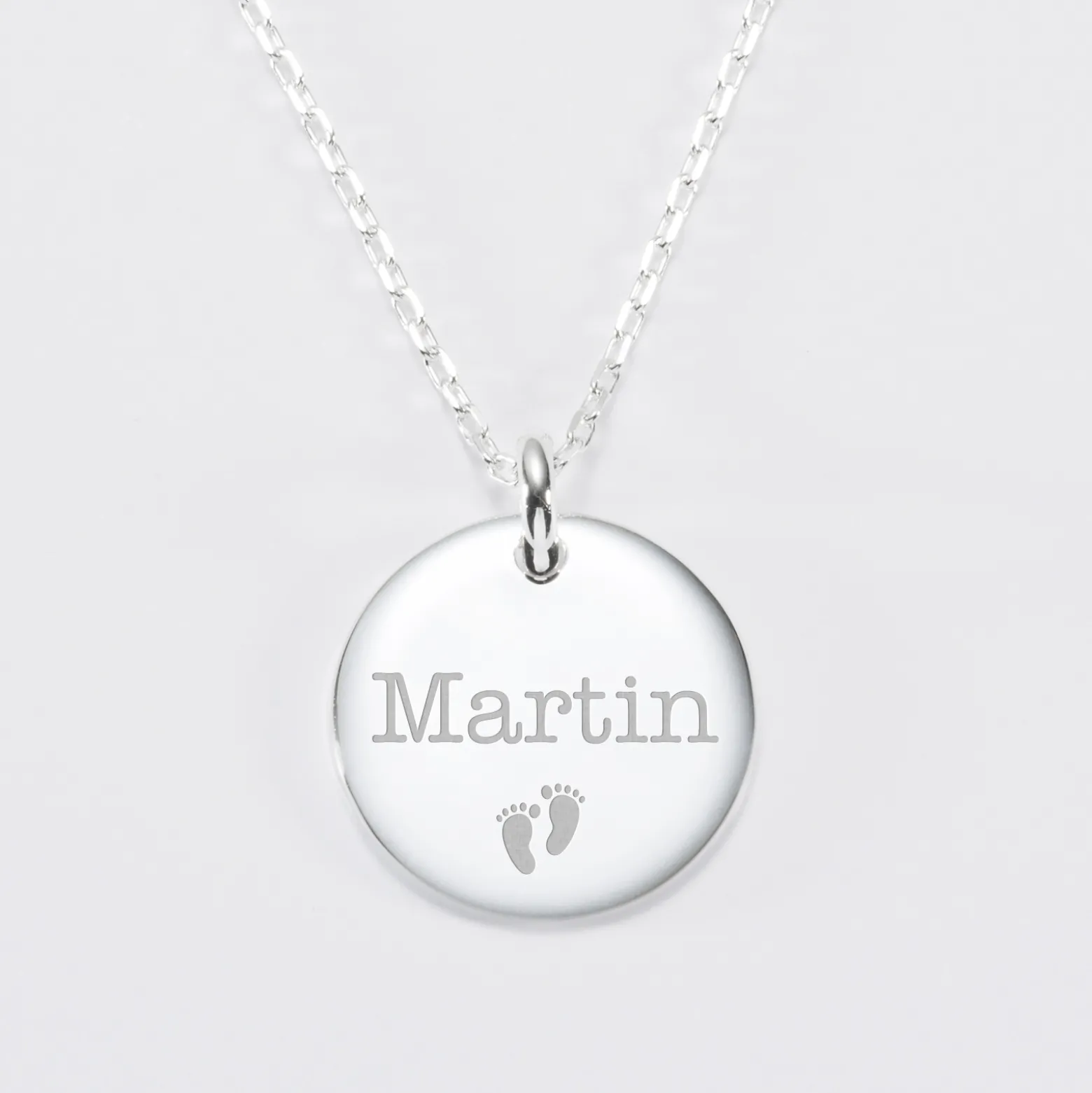 Pendentif homme personnalisé médaille bombée gravée argent 20 mm