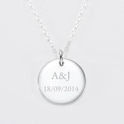 Pendentif homme personnalisé médaille bombée gravée argent 20 mm