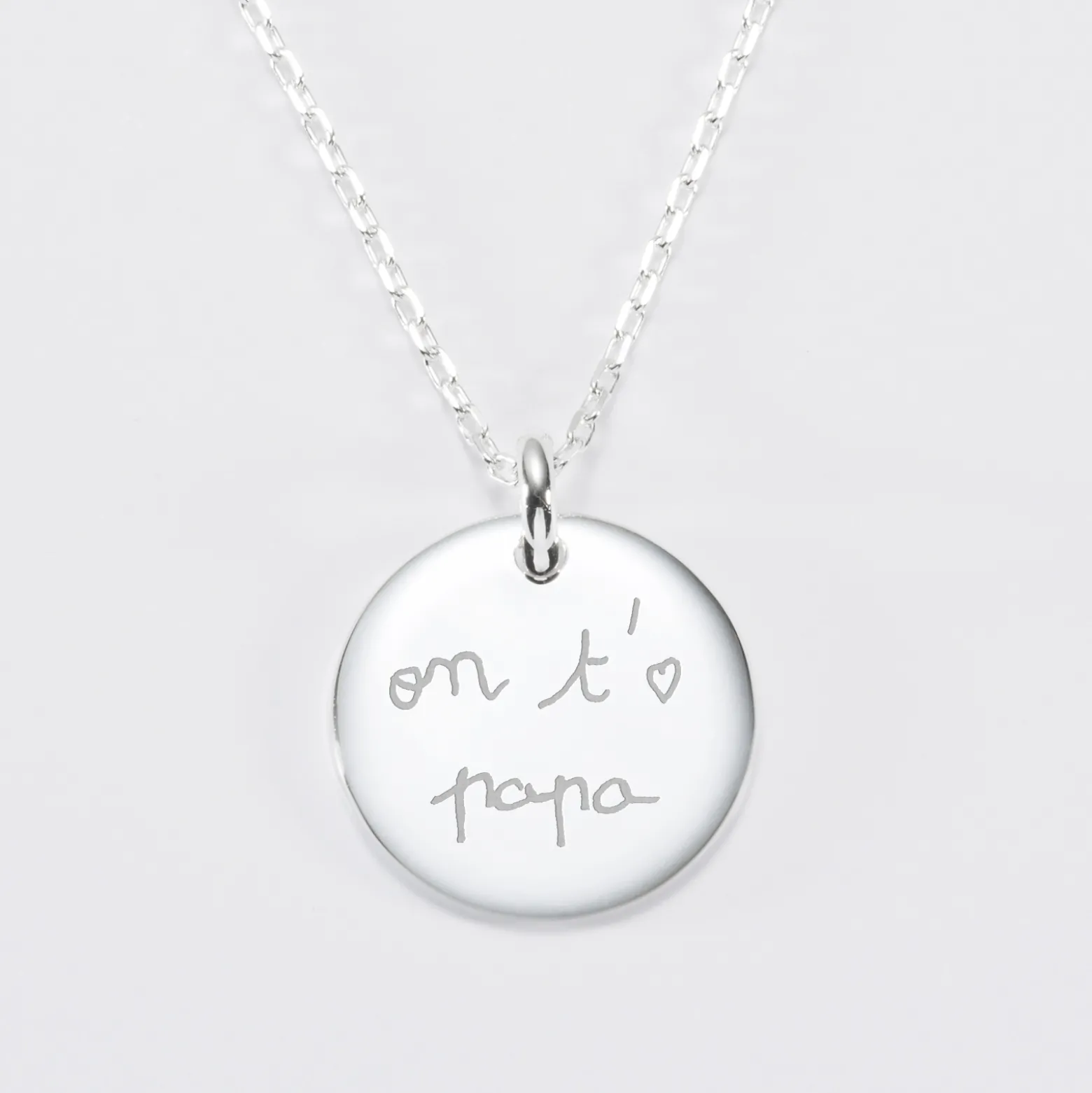 Pendentif homme personnalisé médaille bombée gravée argent 20 mm