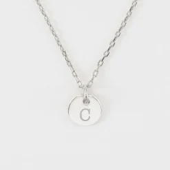Pendentif initiale personnalisé médaille martelée gravée argent 10 mm - Nos petits imparfaits