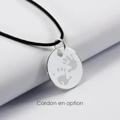 Pendentif initiale personnalisé médaille gravée argent 10 mm