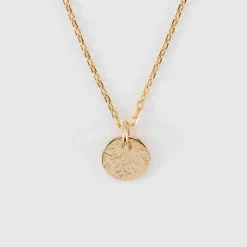 Pendentif initiale personnalisé médaille martelée gravée plaqué or 10 mm