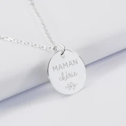 Pendentif Maman personnalisé médaille gravée argent 19 mm