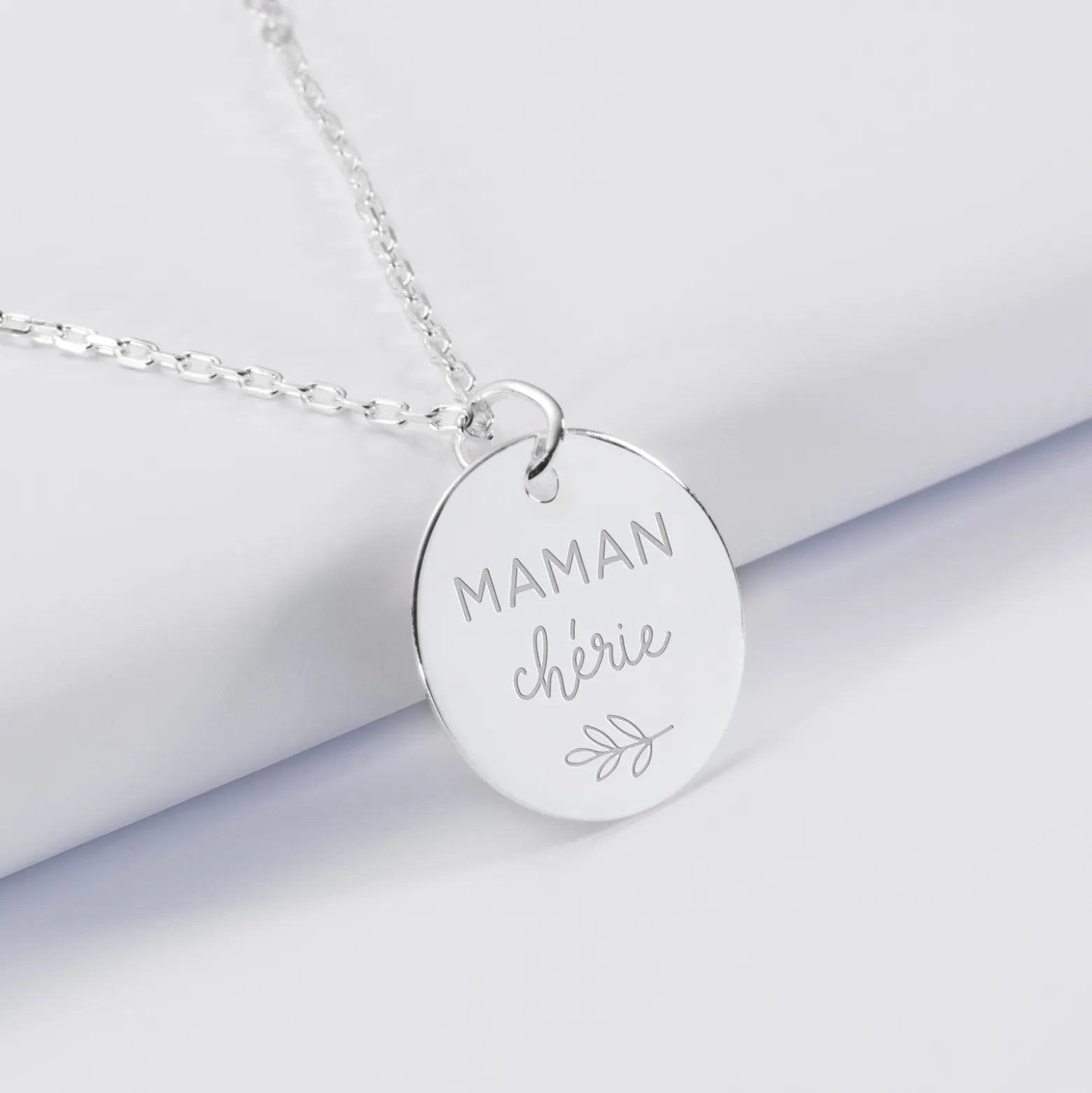 Pendentif Maman personnalisé médaille gravée argent 19 mm