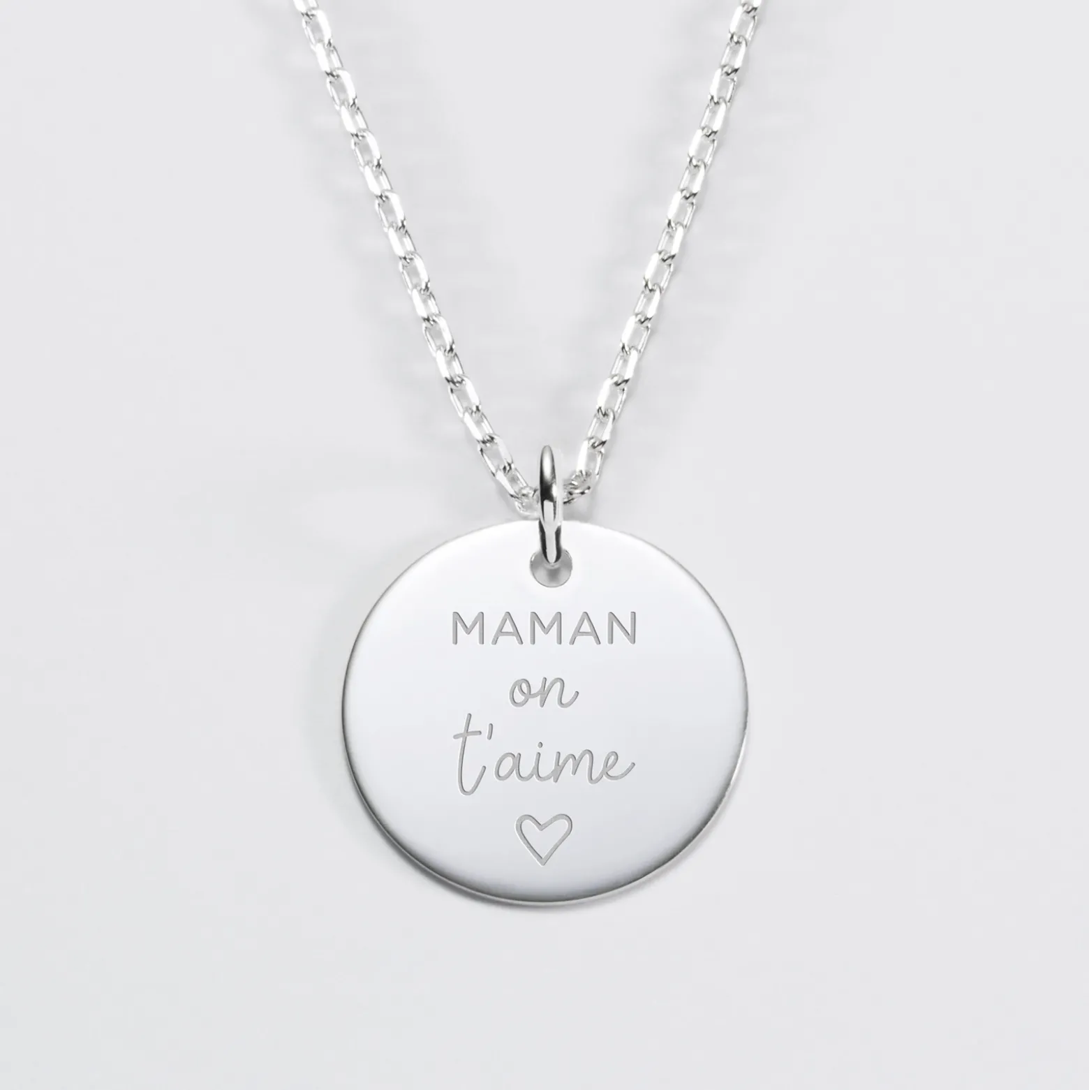 Pendentif Maman personnalisé médaille gravée argent 19 mm