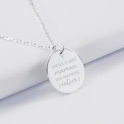 Pendentif Maman personnalisé médaille gravée argent 19 mm