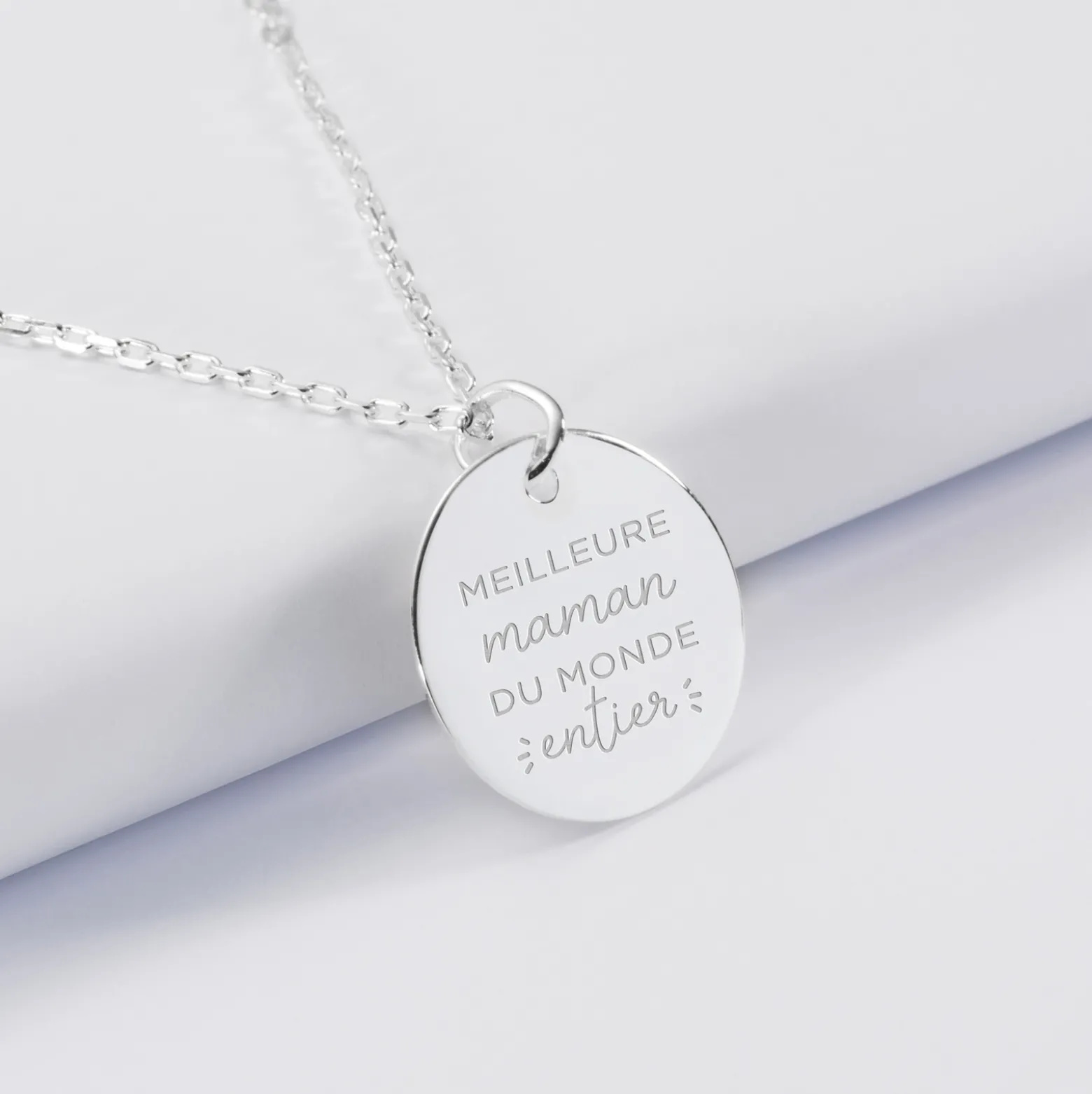 Pendentif Maman personnalisé médaille gravée argent 19 mm