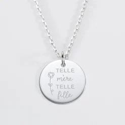 Pendentif Maman personnalisé médaille gravée argent 19 mm