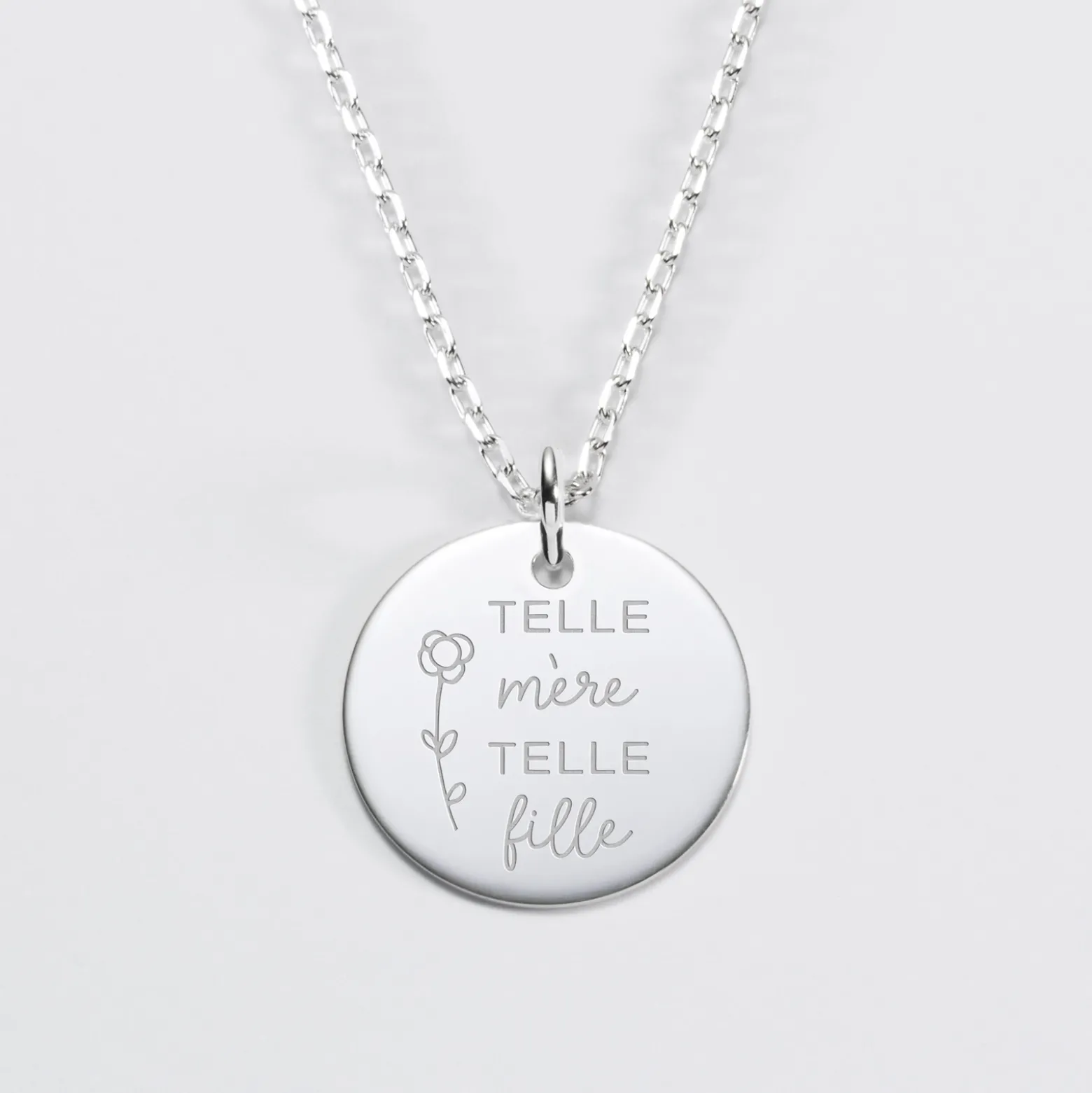 Pendentif Maman personnalisé médaille gravée argent 19 mm
