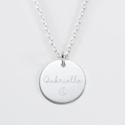 Pendentif Maman personnalisé médaille gravée argent 19 mm