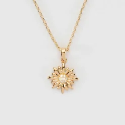 Pendentif marguerite scintillante plaqué or 13 mm