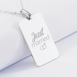 Pendentif Marié personnalisé médaille gravée argent 20x32 mm