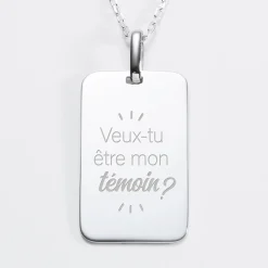 Pendentif Marié personnalisé médaille gravée argent 20x32 mm