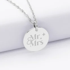 Pendentif Mariée personnalisé médaille gravée argent 19 mm
