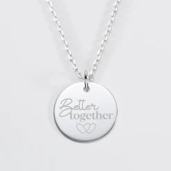 Pendentif Mariée personnalisé médaille gravée argent 19 mm