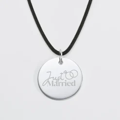 Pendentif Mariée personnalisé médaille gravée argent 19 mm