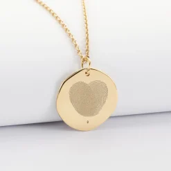 Pendentif Mariée personnalisé médaille scintillante gravée plaqué or 20 mm