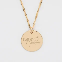 Pendentif Mariée personnalisé médaille gravée plaqué or 19 mm