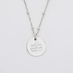 Pendentif Mariée personnalisé médaille gravée argent 15 mm